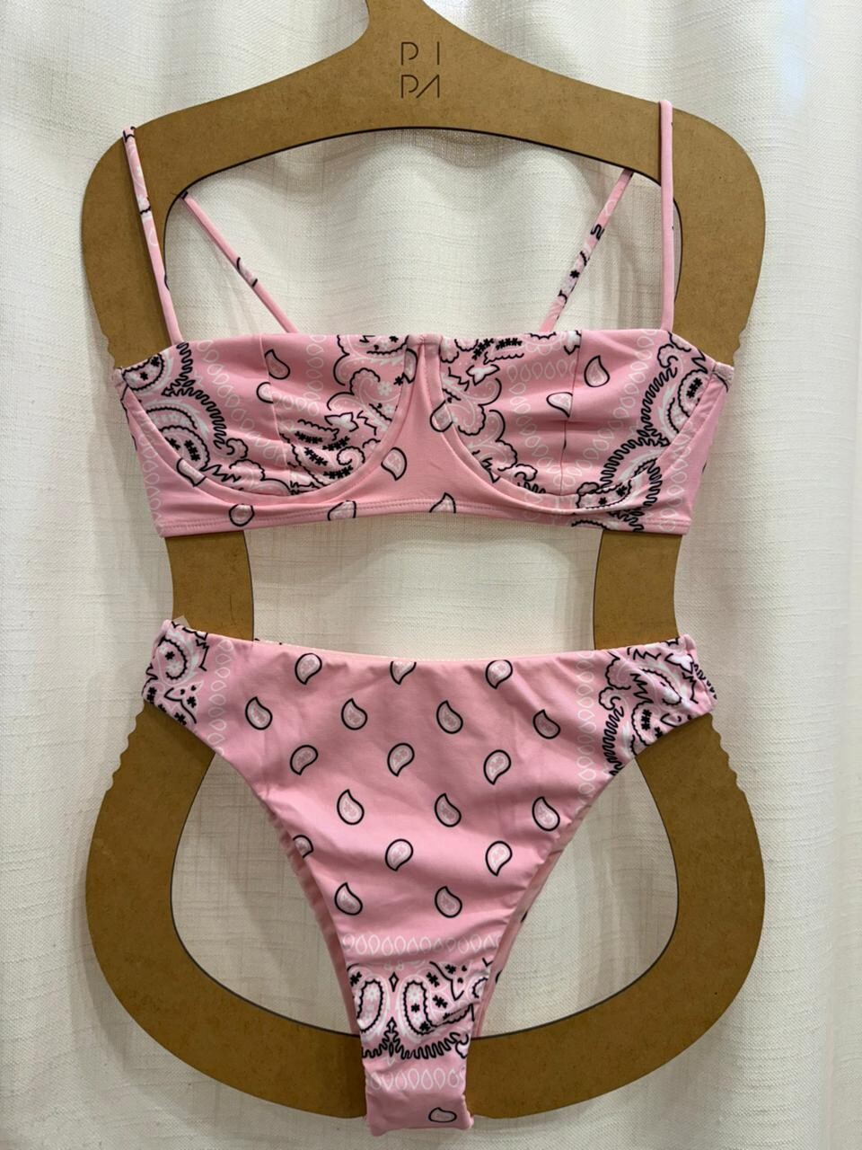 CONJUNTO PAISLEY ROSA TOP CELINA + CALCINHA ALTA - Imagem 3