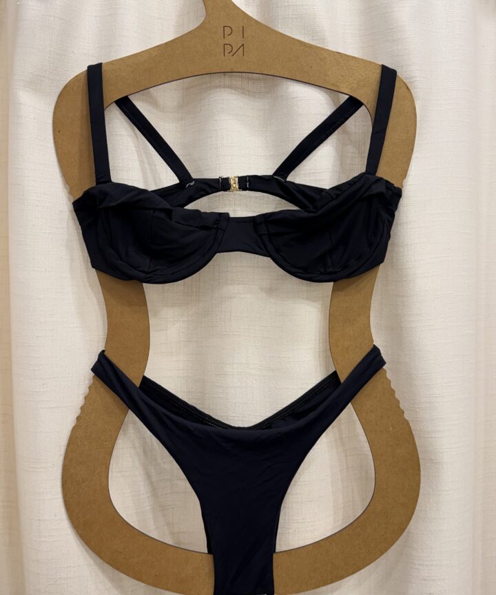 CONJUNTO BASICS TOP PILAR + CALCINHA SEM COSTURA PRETO