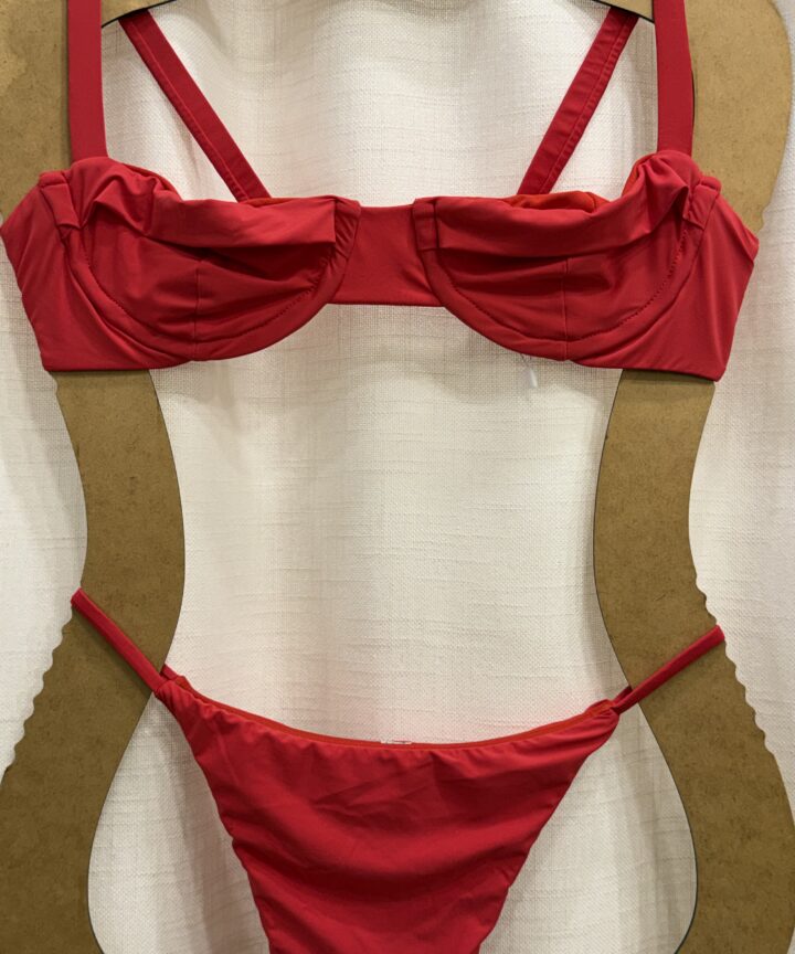 CONJUNTO BASICS TOP PILAR + CALCINHA FITA SEM COSTURA VERMELHO