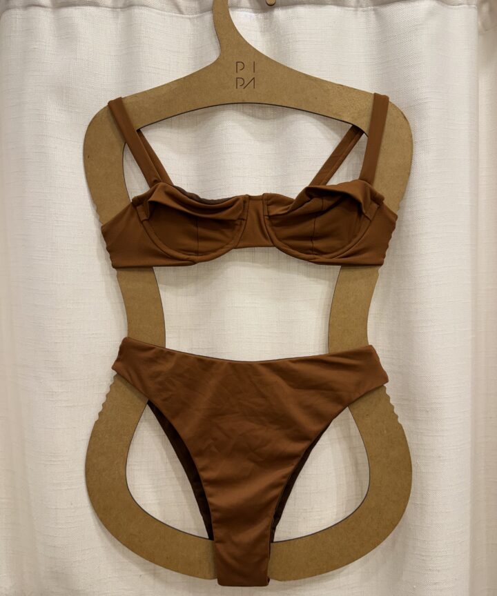 CONJUNTO TOP PILAR + CALCINHA ALTA MARROM SUMMER GOODIES